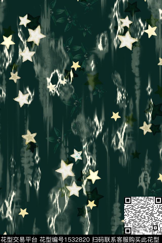 女装抽象墨绿数码印花华亿平台下载（图片编号: 1532820） - 瓦栏（Walan）