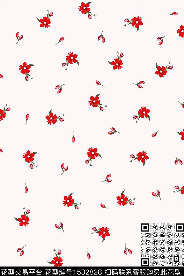小清新手绘花卉花卉数码印花华亿平台下载（图片编号: 1532828） - 瓦栏（Walan）