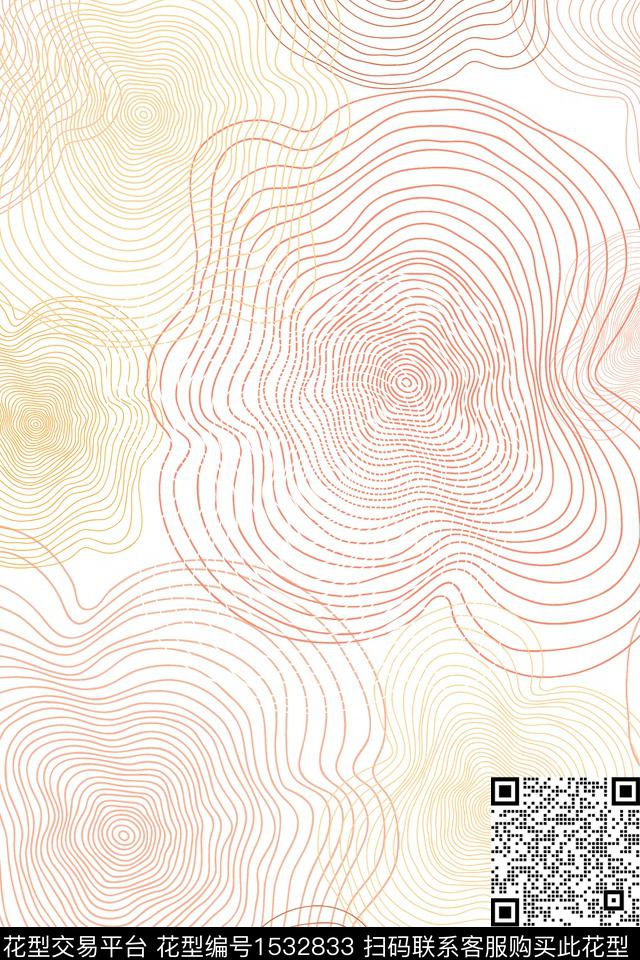 线条抽象年轮数码印花华亿平台下载（图片编号: 1532833） - 瓦栏（Walan）