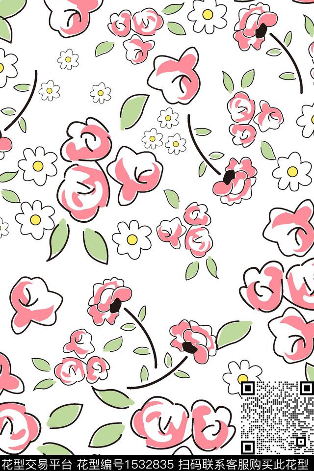 少女花卉小碎花数码印花华亿平台下载（图片编号: 1532835） - 瓦栏（Walan）