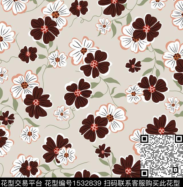 女装花卉连衣裙数码印花华亿平台下载（图片编号: 1532839） - 瓦栏（Walan）