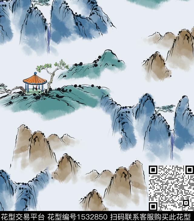 女装连衣裙中国风数码印花华亿平台下载（图片编号: 1532850） - 瓦栏（Walan）