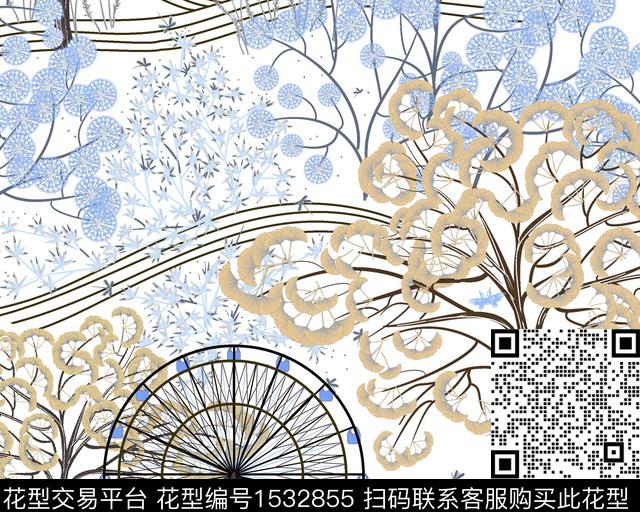 风景女装小清新数码印花华亿平台下载（图片编号: 1532855） - 瓦栏（Walan）