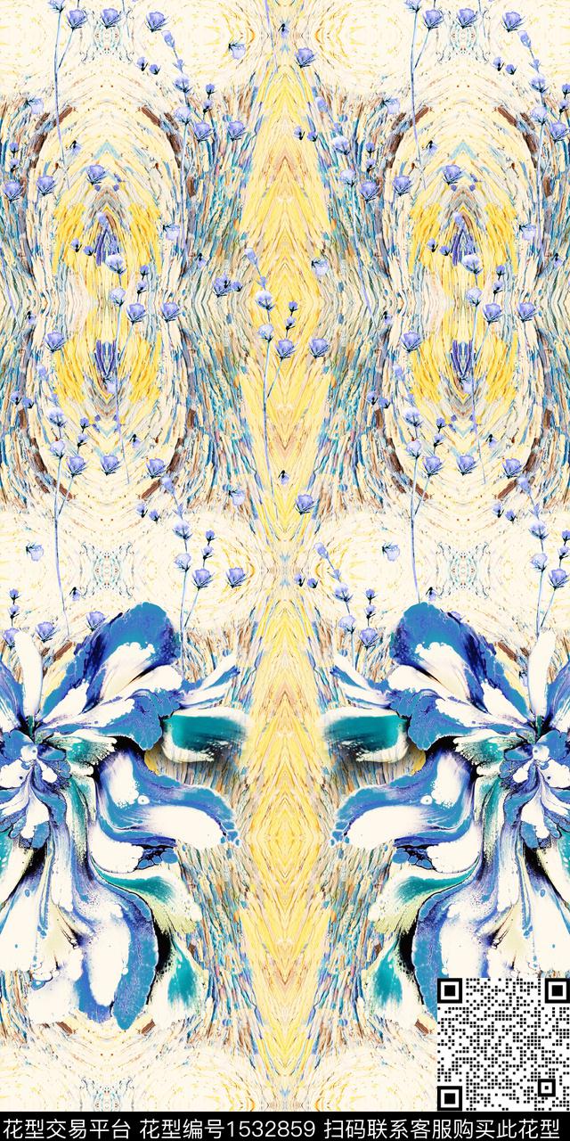 真丝定位花仙女数码印花华亿平台下载（图片编号: 1532859） - 瓦栏（Walan）