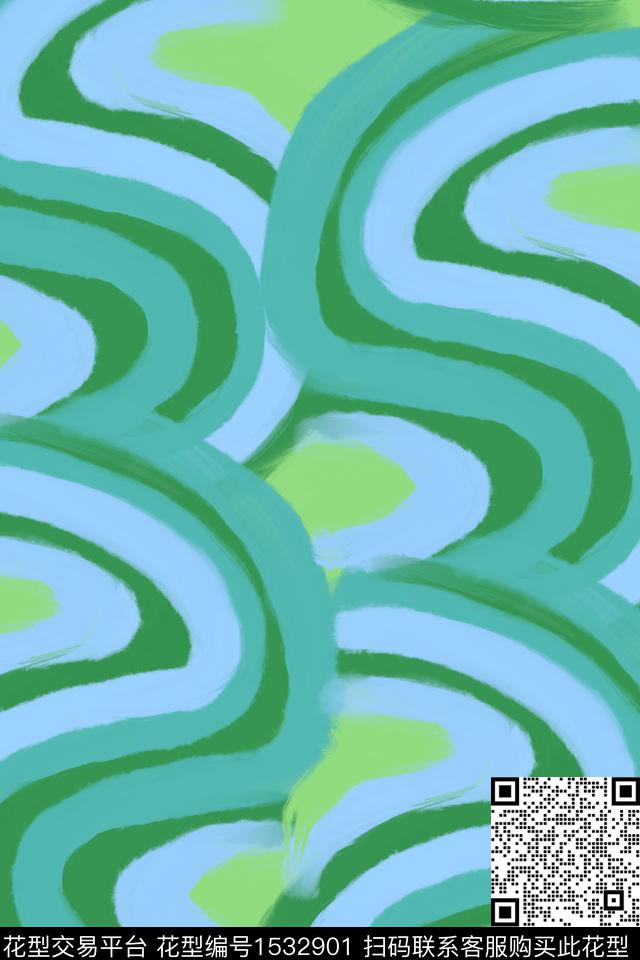 线条简约水彩数码印花华亿平台下载（图片编号: 1532901） - 瓦栏（Walan）