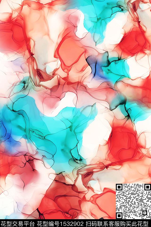 油画华亿平台抽象水彩数码印花华亿平台下载（图片编号: 1532902） - 瓦栏（Walan）