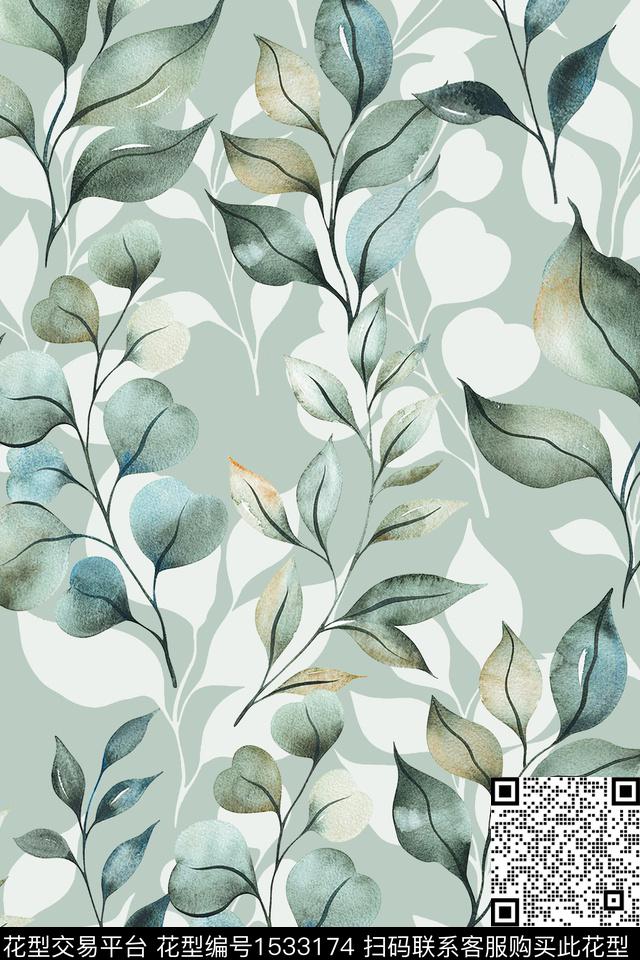女装数码华亿平台绿植树叶数码印花华亿平台下载（图片编号: 1533174） - 瓦栏（Walan）