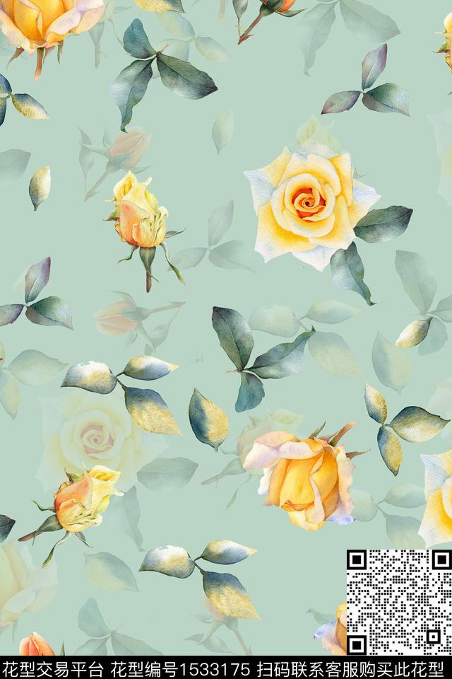 女装数码华亿平台花卉数码印花华亿平台下载（图片编号: 1533175） - 瓦栏（Walan）