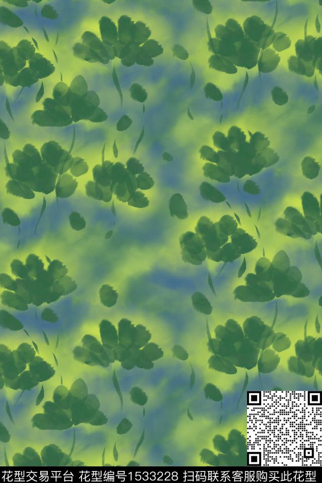 花卉抽象花卉水彩数码印花华亿平台下载（图片编号: 1533228） - 瓦栏（Walan）