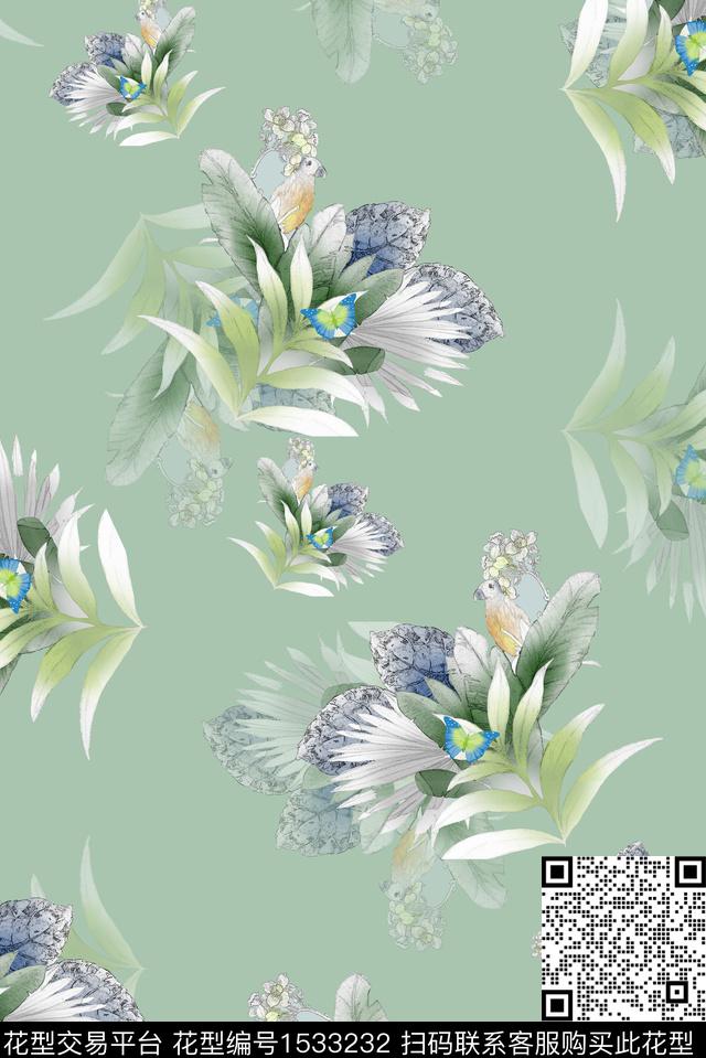 女装手绘花卉小碎花数码印花华亿平台下载（图片编号: 1533232） - 瓦栏（Walan）