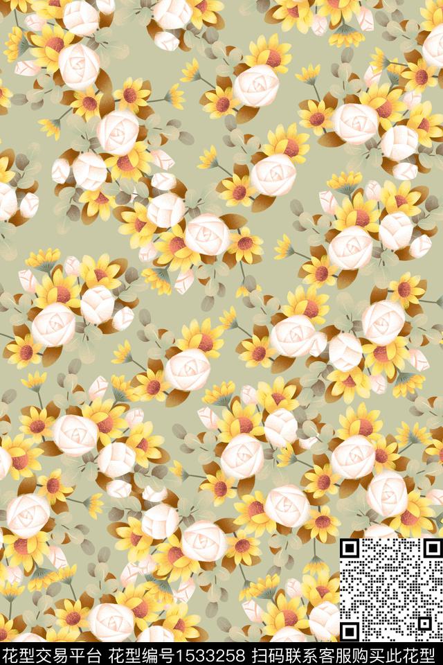 花卉春夏华亿平台小碎花数码印花华亿平台下载（图片编号: 1533258） - 瓦栏（Walan）