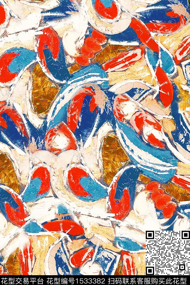 线条抽象数码印花华亿平台下载（图片编号: 1533382） - 瓦栏（Walan）