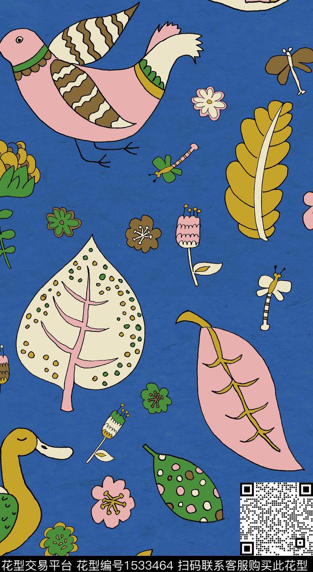 花卉birdsfloral数码印花华亿平台下载（图片编号: 1533464） - 瓦栏（Walan）