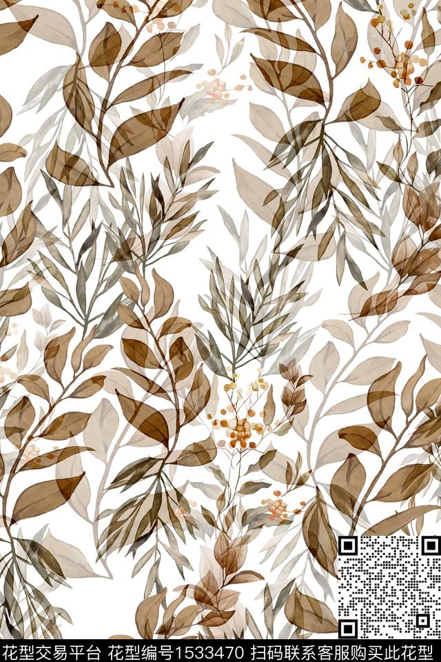 女装绿植树叶数码印花数码印花华亿平台下载（图片编号: 1533470） - 瓦栏（Walan）