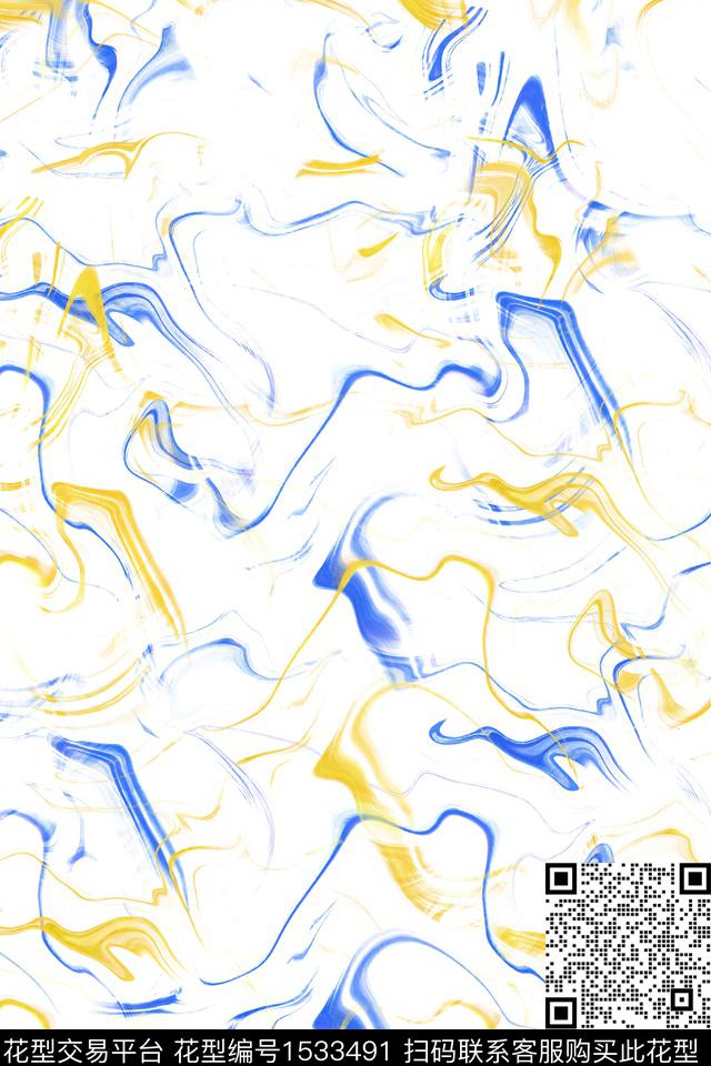 抽象女装涂鸦数码印花华亿平台下载（图片编号: 1533491） - 瓦栏（Walan）