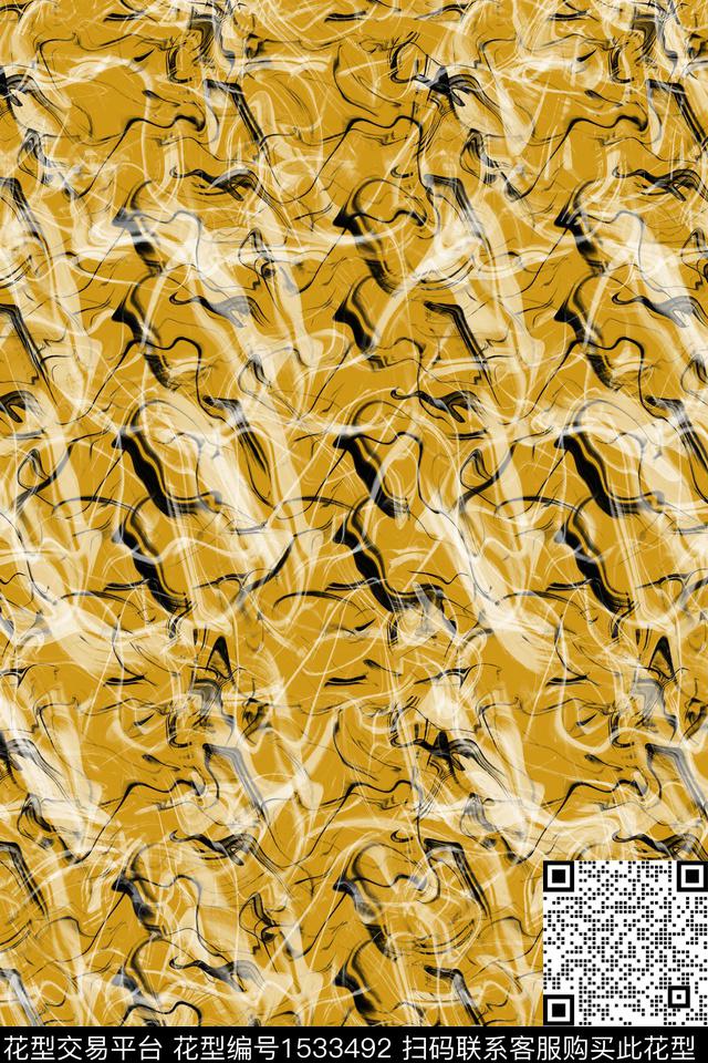 抽象女装涂鸦数码印花华亿平台下载（图片编号: 1533492） - 瓦栏（Walan）
