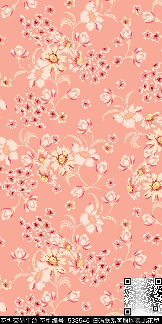 绿植树叶小碎花数码华亿平台数码印花华亿平台下载（图片编号: 1533546） - 瓦栏（Walan）