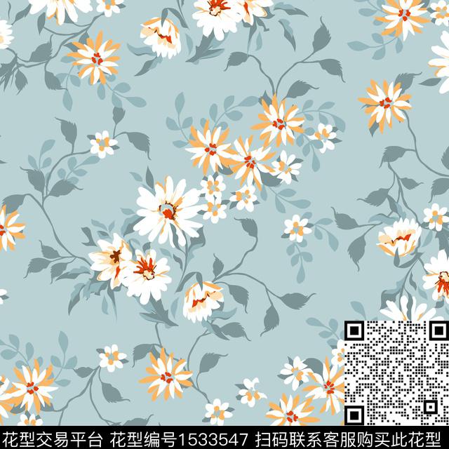 绿植树叶小碎花数码华亿平台数码印花华亿平台下载（图片编号: 1533547） - 瓦栏（Walan）