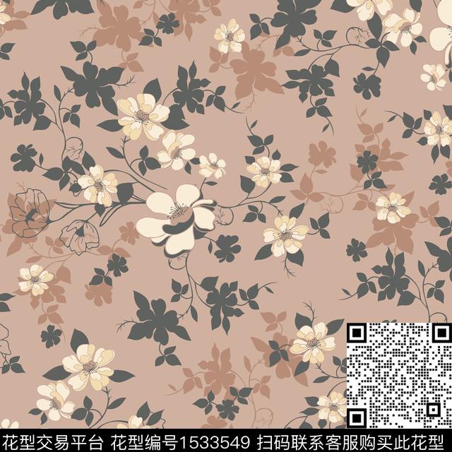 绿植树叶小碎花数码华亿平台数码印花华亿平台下载（图片编号: 1533549） - 瓦栏（Walan）