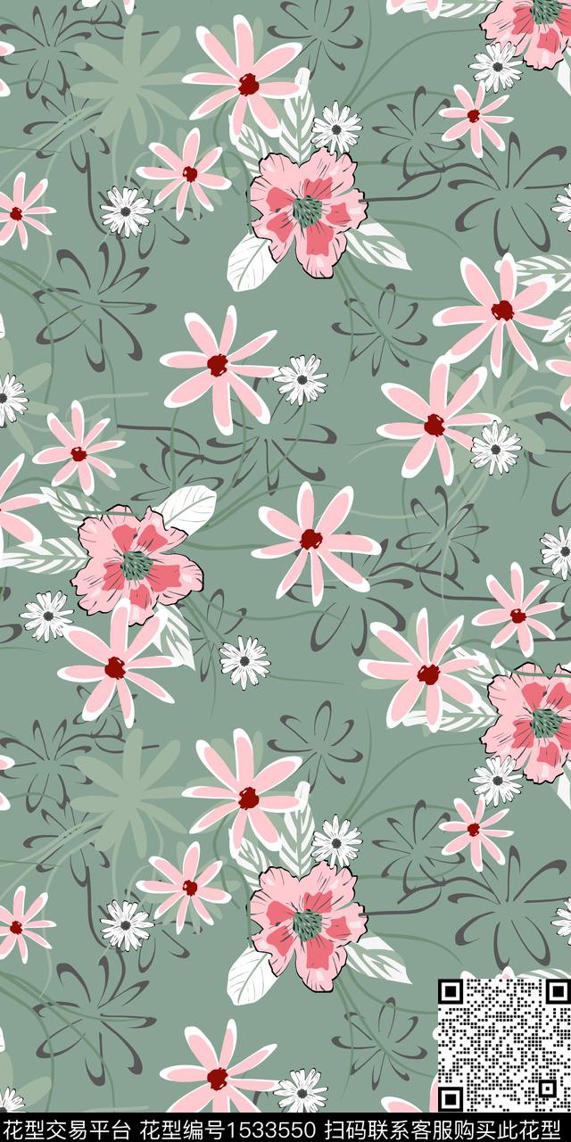 绿植树叶小碎花数码华亿平台数码印花华亿平台下载（图片编号: 1533550） - 瓦栏（Walan）