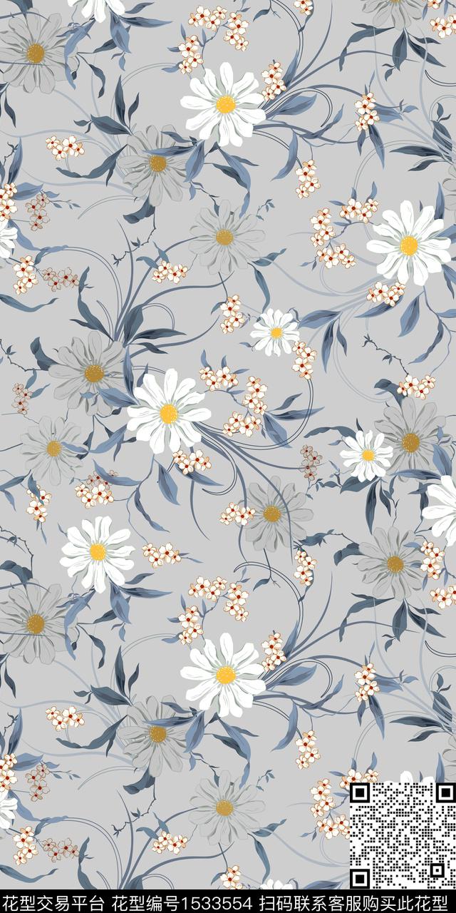 绿植树叶小花数码华亿平台数码印花华亿平台下载（图片编号: 1533554） - 瓦栏（Walan）