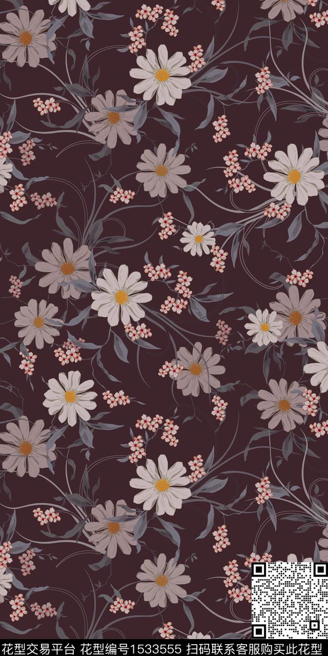 绿植树叶小碎花数码华亿平台数码印花华亿平台下载（图片编号: 1533555） - 瓦栏（Walan）