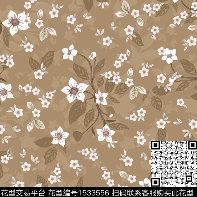 绿植树叶小碎花数码华亿平台数码印花华亿平台下载（图片编号: 1533556） - 瓦栏（Walan）