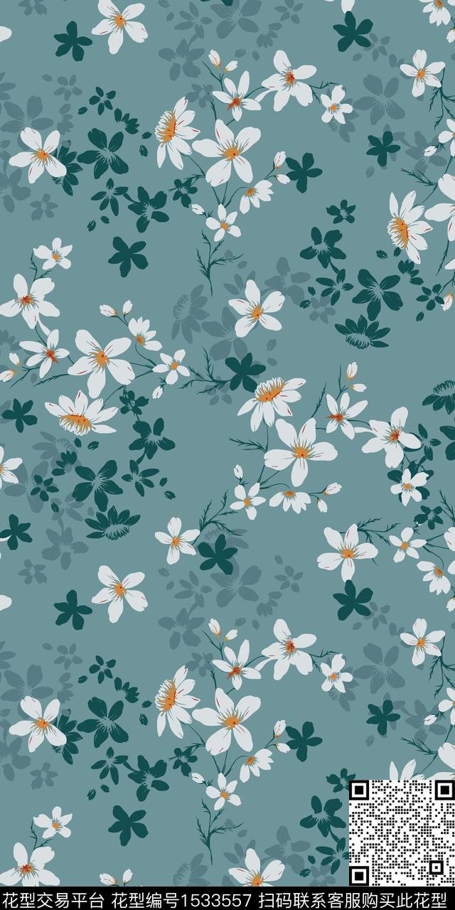 绿植树叶小碎花数码华亿平台数码印花华亿平台下载（图片编号: 1533557） - 瓦栏（Walan）