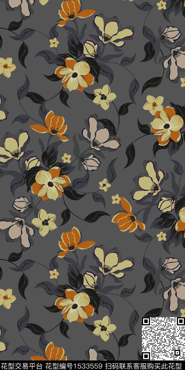 绿植树叶小碎花数码华亿平台数码印花华亿平台下载（图片编号: 1533559） - 瓦栏（Walan）