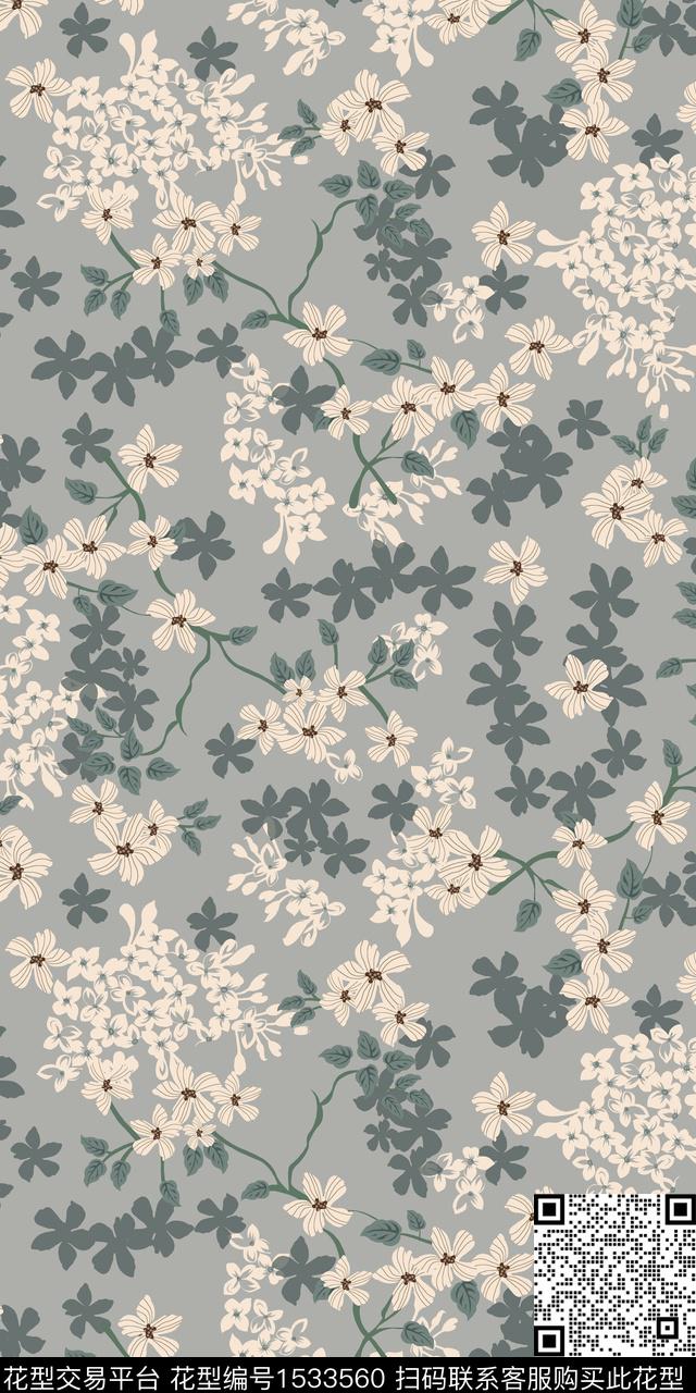 绿植树叶小碎花数码华亿平台数码印花华亿平台下载（图片编号: 1533560） - 瓦栏（Walan）
