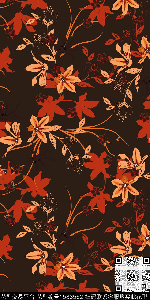 绿植树叶小碎花数码华亿平台数码印花华亿平台下载（图片编号: 1533562） - 瓦栏（Walan）