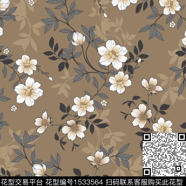 绿植树叶小碎花数码华亿平台数码印花华亿平台下载（图片编号: 1533564） - 瓦栏（Walan）