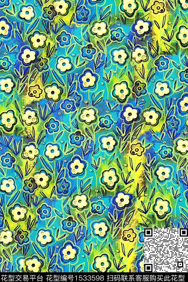 花卉小碎花数码印花华亿平台下载（图片编号: 1533598） - 瓦栏（Walan）