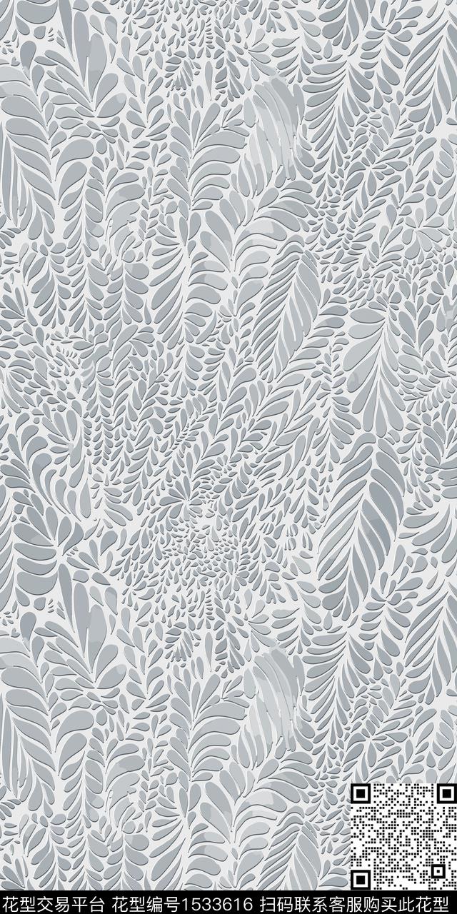 抽象绿植树叶数码印花华亿平台下载（图片编号: 1533616） - 瓦栏（Walan）
