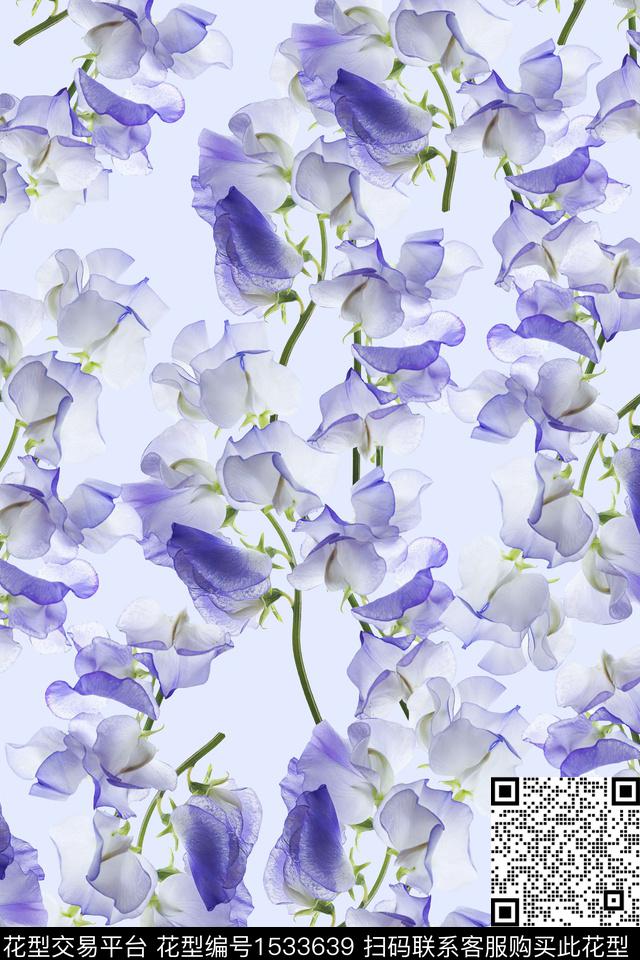 女装兰花花卉数码印花华亿平台下载（图片编号: 1533639） - 瓦栏（Walan）
