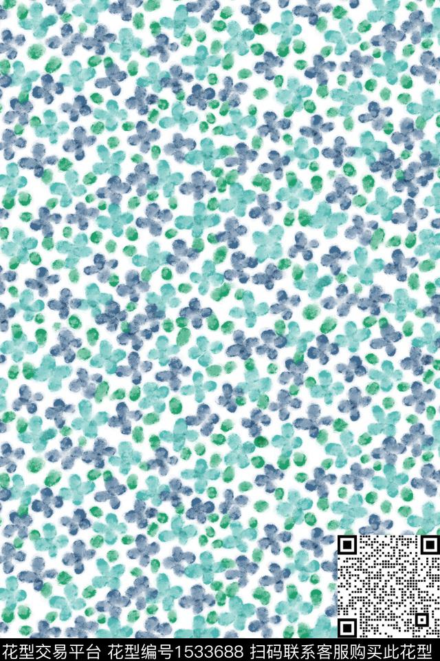 花卉清爽底花卉淑女数码印花华亿平台下载（图片编号: 1533688） - 瓦栏（Walan）