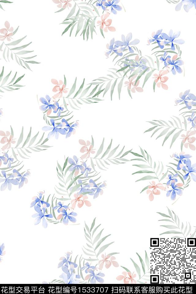 春夏华亿平台水彩花卉花卉数码印花华亿平台下载（图片编号: 1533707） - 瓦栏（Walan）
