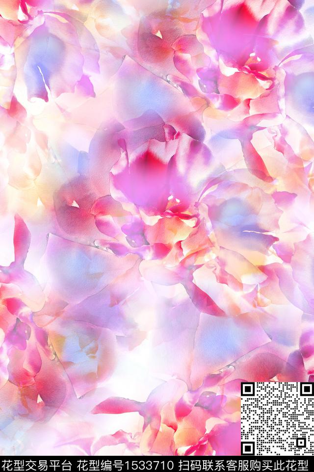 大花抽象春夏华亿平台数码印花华亿平台下载（图片编号: 1533710） - 瓦栏（Walan）