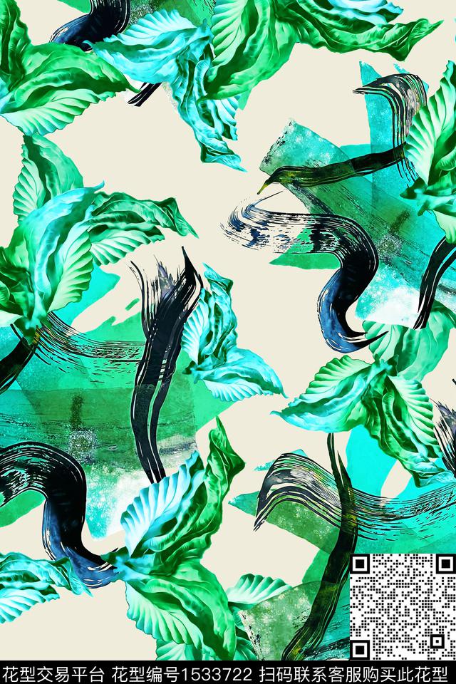 线条抽象数码印花华亿平台下载（图片编号: 1533722） - 瓦栏（Walan）