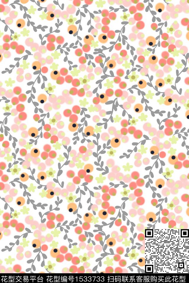 少女淑女花卉数码印花华亿平台下载（图片编号: 1533733） - 瓦栏（Walan）