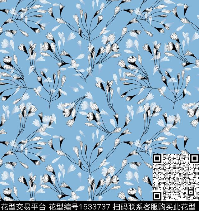 女装花卉连衣裙数码印花华亿平台下载（图片编号: 1533737） - 瓦栏（Walan）