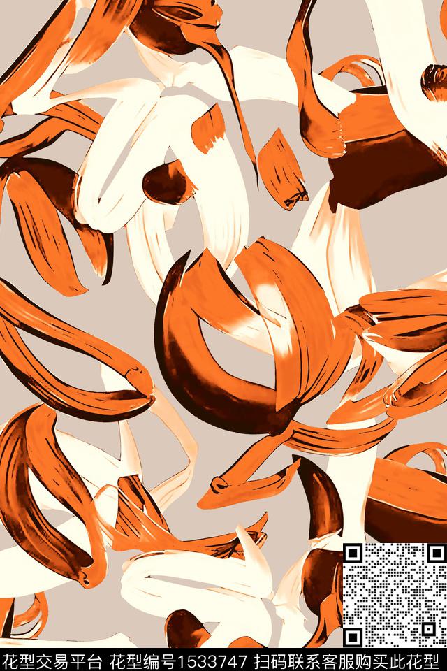 真丝抽象数码印花华亿平台下载（图片编号: 1533747） - 瓦栏（Walan）