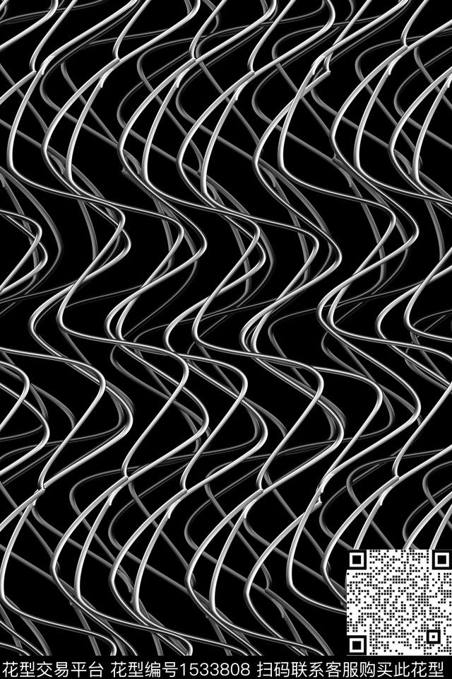 铁丝抽象男装休闲数码印花华亿平台下载（图片编号: 1533808） - 瓦栏（Walan）