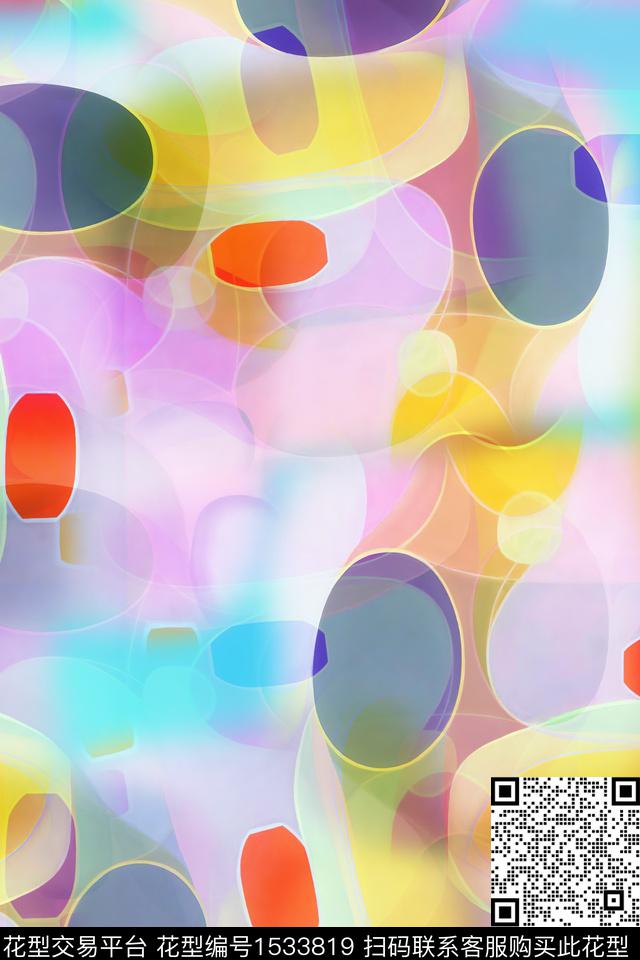 几何抽象春夏华亿平台数码印花华亿平台下载（图片编号: 1533819） - 瓦栏（Walan）