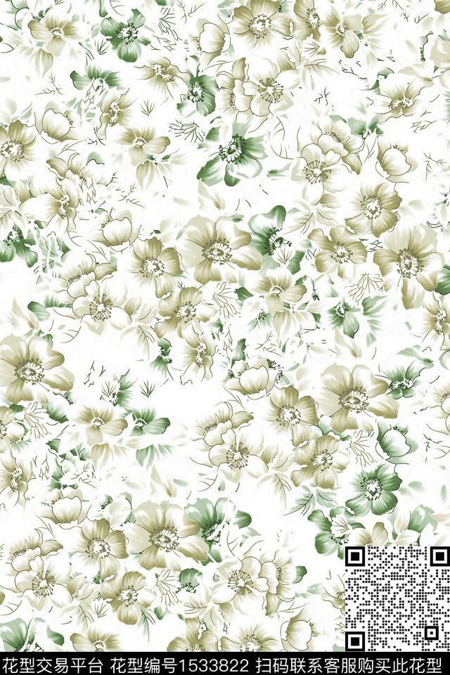 春夏华亿平台花卉小碎花数码印花华亿平台下载（图片编号: 1533822） - 瓦栏（Walan）