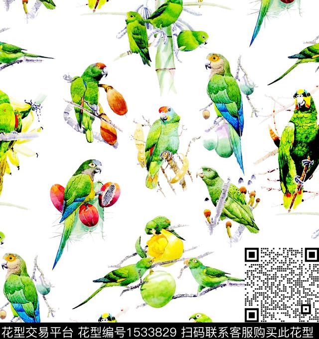 鹦鹉流行色2024春夏数码印花华亿平台下载（图片编号: 1533829） - 瓦栏（Walan）