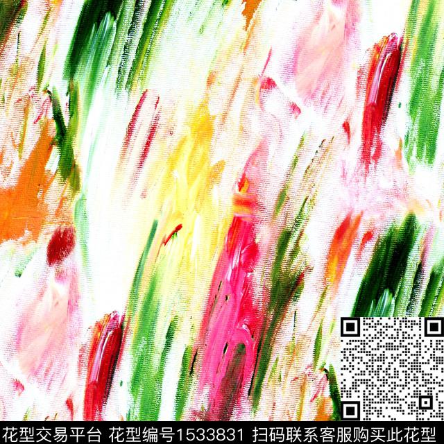 手绘流行色2024春夏数码印花华亿平台下载（图片编号: 1533831） - 瓦栏（Walan）