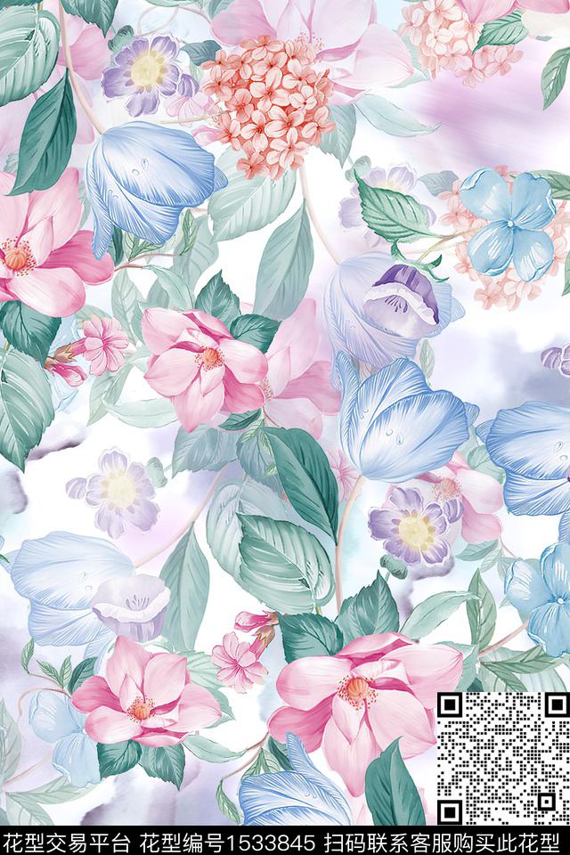 女装数码印花花卉数码印花华亿平台下载（图片编号: 1533845） - 瓦栏（Walan）