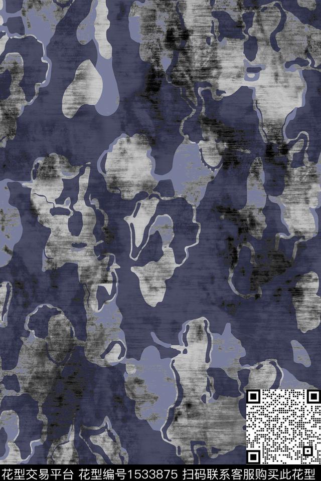 抽象男装几何数码印花华亿平台下载（图片编号: 1533875） - 瓦栏（Walan）