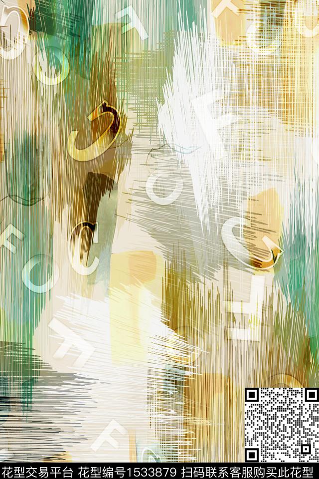 字母抽象男装数码印花华亿平台下载（图片编号: 1533879） - 瓦栏（Walan）